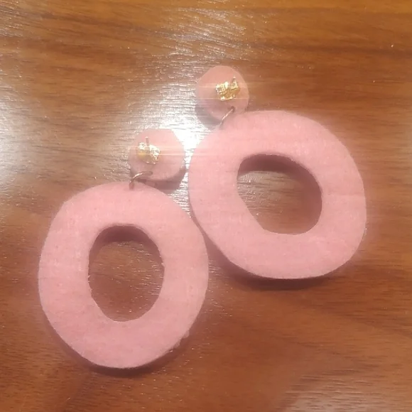 Pink and Blue Beaded Hoop Earrings - Picture 2 of 4